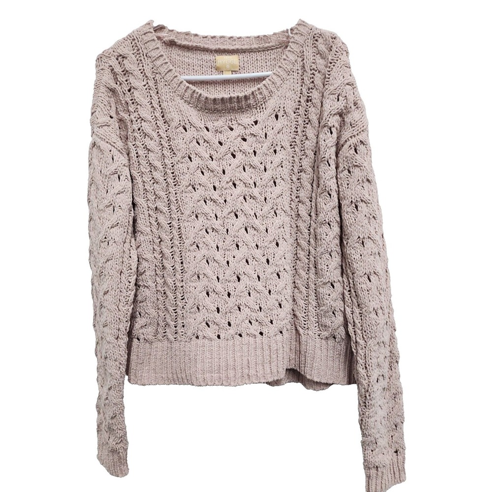 Aero Hygge Womens Chenille Chunky Knit Sweater‎ Large Pink Oversized Pullover